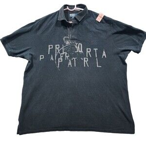 Ralph Lauren Polo Shirt Mens XL Black Embroidery 100% Cotton Big Front Print